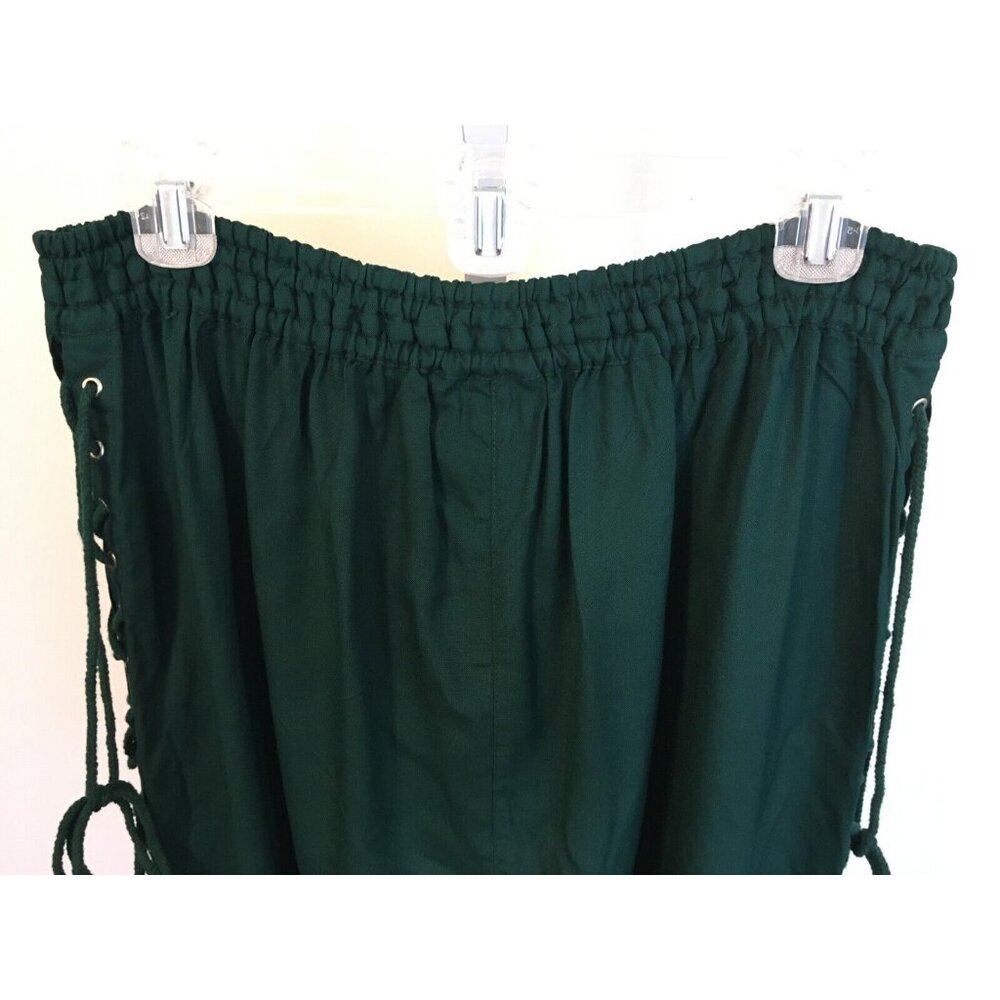 The Pirate Dressing Halloween Costume Pants Dark Green Lace Tie Sides Mens Large - Picture 8 of 11